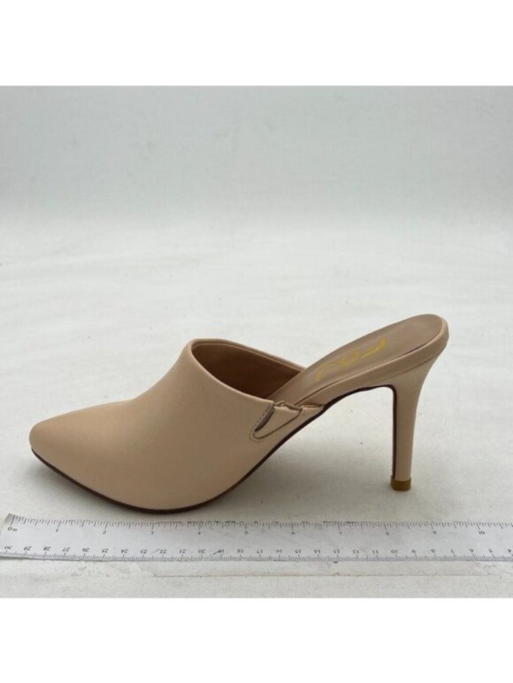 FSJ Nude Slip On Pointed Toe Mules Slide Sandals Stiletto High Heel Classic Shoe